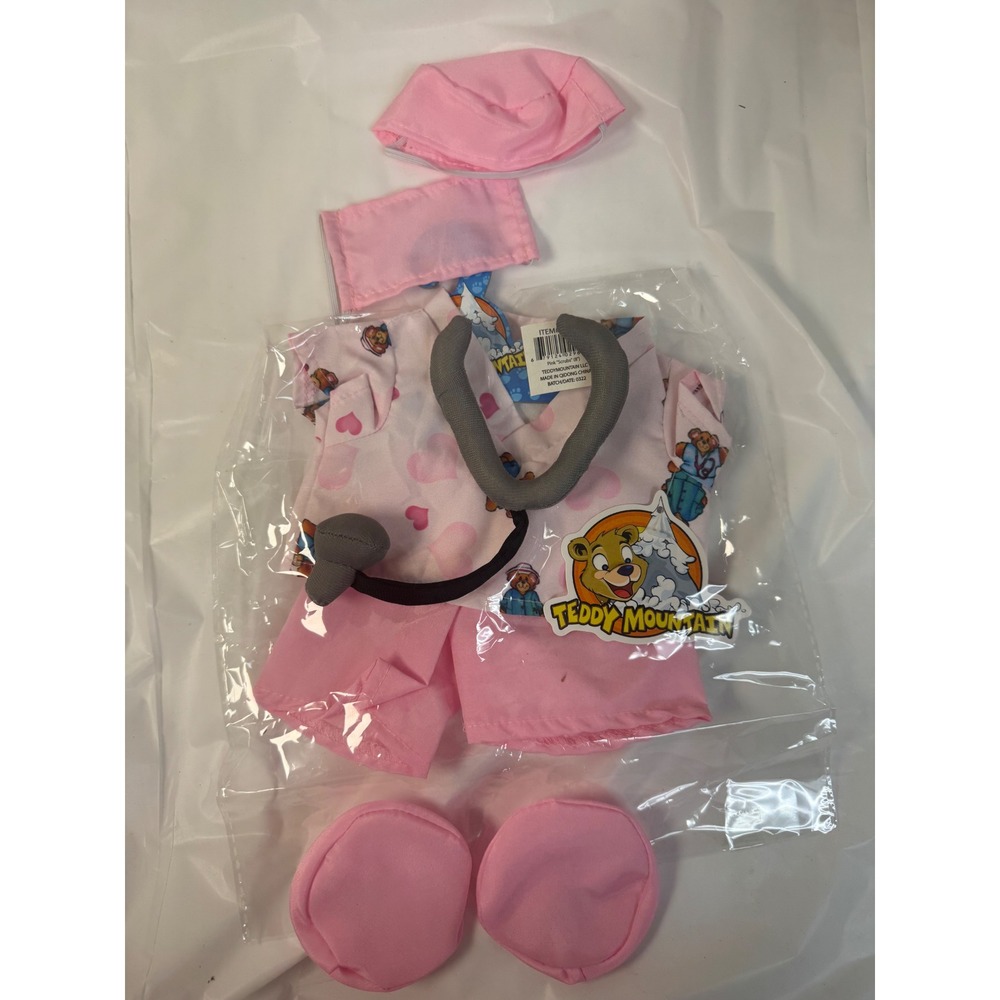 Teddy Mountain Pink Scrubs 8 Inch Stuffed Animal Outfit Nurse Doctor Set 2968